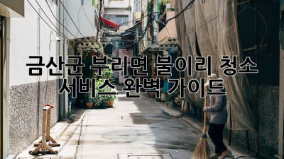 금산군 부리면 불이리 청소 서비스 완벽 가이드 ✨